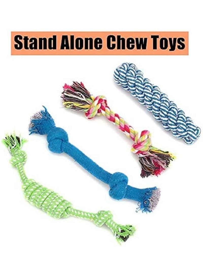 مجموعة هدايا مكونة من 12 قطعة من ألعاب الكلاب، كرة وحبل وألعاب مضغ تصدر أصواتًا صريرية للكلاب المتوسطة والصغيرة - Image 4