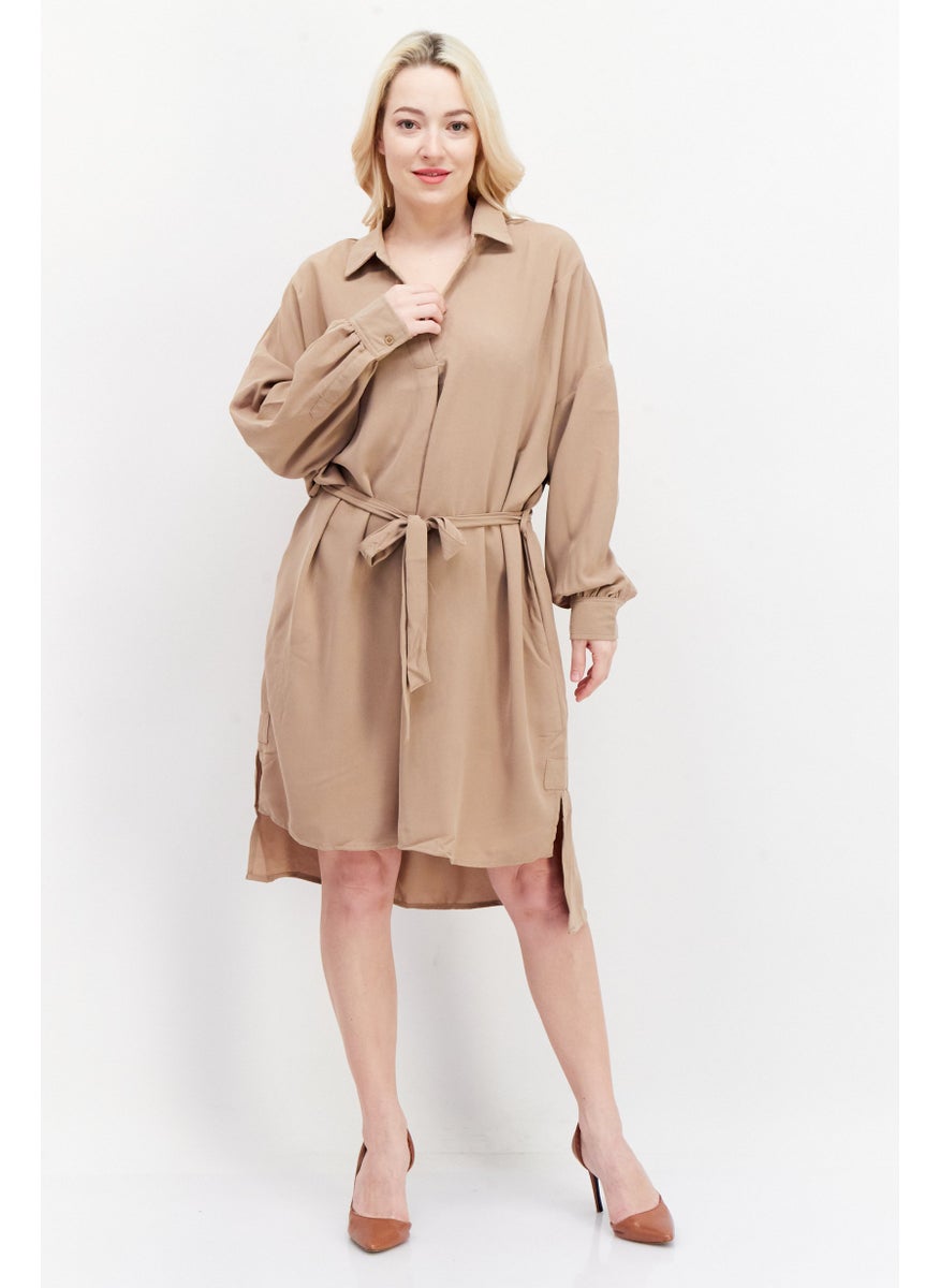 Women Plain Midi Dress, Tan - pzsku/Z7860F6554337EC6CB497Z/45/_/1724351091/4cef60e5-2279-4d49-ad90-efe4f0bd095c