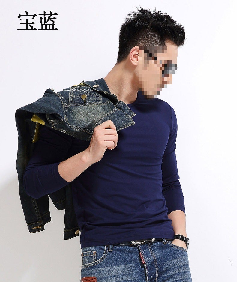 2023 New Men'S Base Layer Shirt Men'S T-Shirt Long-Sleeved Slim Pure Color Pullover Inner Wear Manufacturer - Image 1