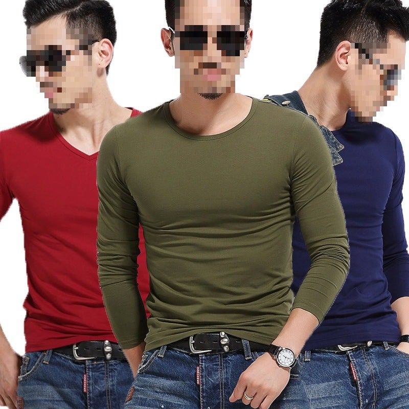 2023 New Men'S Base Layer Shirt Men'S T-Shirt Long-Sleeved Slim Pure Color Pullover Inner Wear Manufacturer - Image 3
