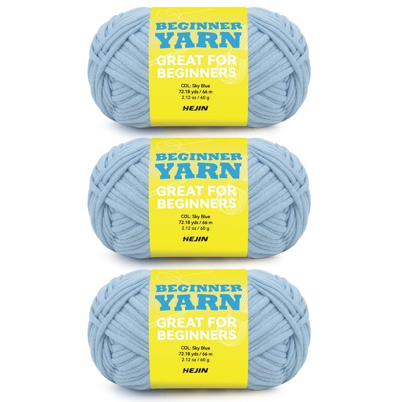 3x60g Blue Yarn for Crocheting and Knitting3x66m 72yds Cotton Yarn for Beginners with EasytoSee StitchesWorstedWeight Medium 4CottonNylon Blend Yarn for Beginners Crochet Kit Making