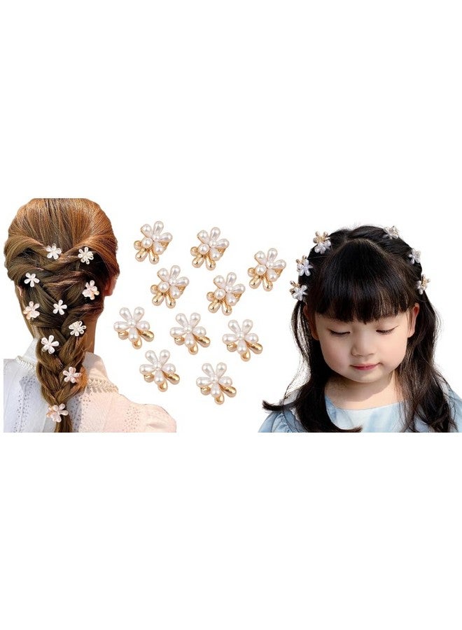 KARTUNBOX Korean Style Small Pearl Hair Claw Clips Mini Pearl Claw, And Cute Korean Style Mini Pearl Claw Clips with Flower Design, Sweet Artificial Bangs Clips Decorative Hair Accessories - Image 1