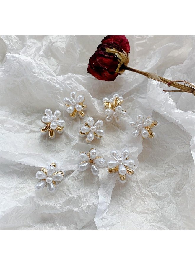 KARTUNBOX Korean Style Small Pearl Hair Claw Clips Mini Pearl Claw, And Cute Korean Style Mini Pearl Claw Clips with Flower Design, Sweet Artificial Bangs Clips Decorative Hair Accessories - Image 2