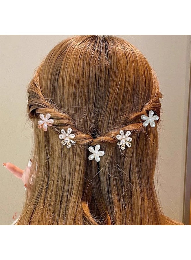 KARTUNBOX Korean Style Small Pearl Hair Claw Clips Mini Pearl Claw, And Cute Korean Style Mini Pearl Claw Clips with Flower Design, Sweet Artificial Bangs Clips Decorative Hair Accessories - Image 3