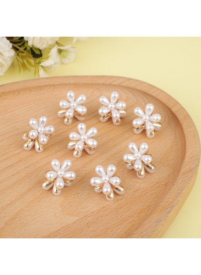 KARTUNBOX Korean Style Small Pearl Hair Claw Clips Mini Pearl Claw, And Cute Korean Style Mini Pearl Claw Clips with Flower Design, Sweet Artificial Bangs Clips Decorative Hair Accessories - Image 4