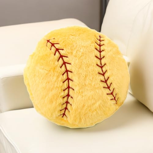 OPHRBU Baseball Sports Pillow Fluffy Soft Throw Pillow Toy 14 Durable Sport Basketball Plush ToysPlush Pillow Toys Gift for Kids Boy Girls Children Room DecorationYellow - Image 5
