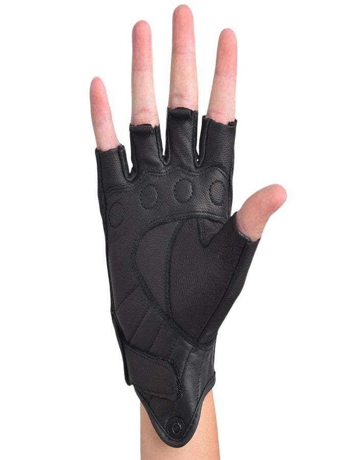 sibewora Gloves Leather Half Finger for Men Fingerless Gloves for Summer Black (XL) - Image 5