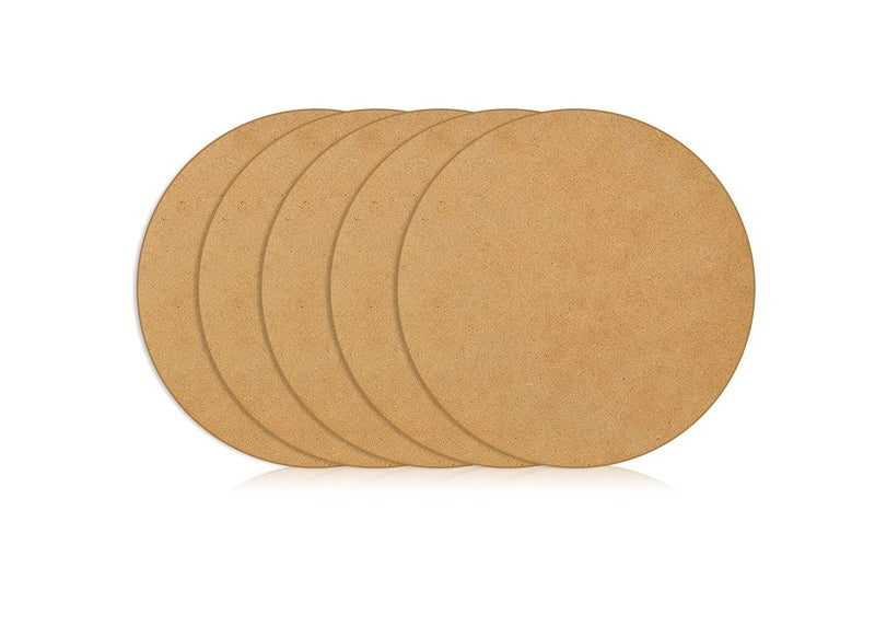 M Fabrics Wood with Craft Round Circle MDF Pine Board Wooden Board for Art and Craft25mm Thick Unfinished Round Wood Slices for Resin Art Mandala ArtPyrography Painting Set of 5 18 Inches
