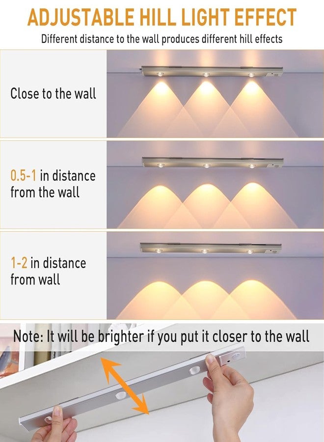 One94Store مصباح LED بمستشعر حركة من One94Store بطول 40 سم، قابل لإعادة الشحن بسعة 1200 مللي أمبير، مصباح أسفل الخزانة، إضاءة لاسلكية قابلة للتعتيم، لاصقة للخزانة والمطبخ وخزانة الملابس والسلالم (عبوة من 3 قطع، أبيض دافئ) - Image 4