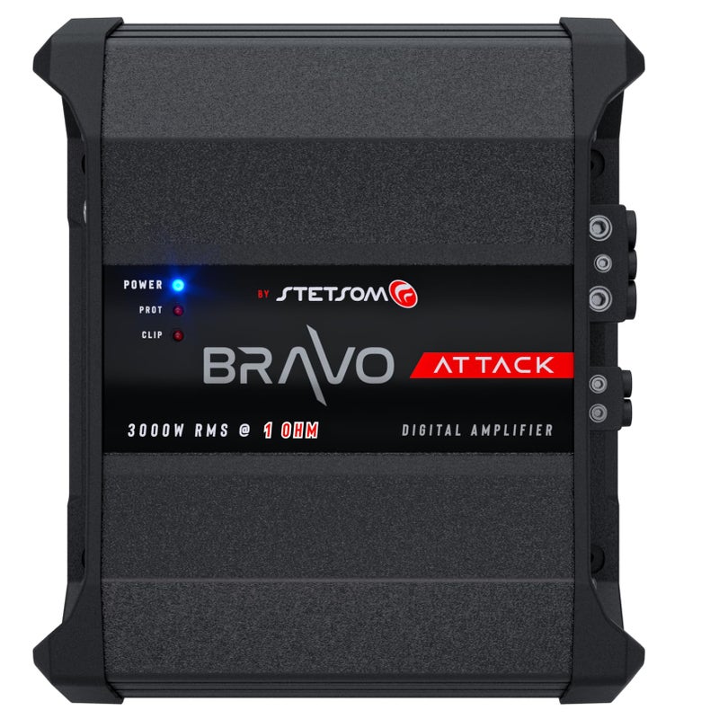 Stetsom Bravo Attack 3000 1 Ohm Mono Car Amplifier 30001 3K Watts RMS 1 Stable Car Audio Full Range HD Sound Quality 3000x1 Crossover Bass Boost Car Stereo Speaker MD Smart Coolers