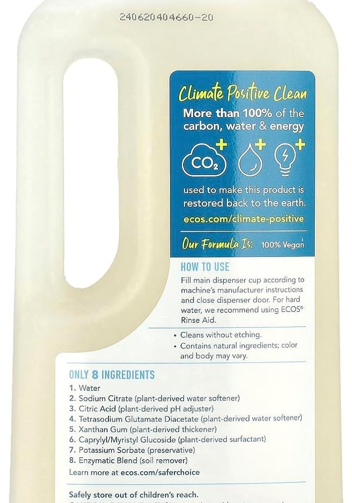 ECOS Plant Powered Free and Clear Dishwasher Gel, 40 Ounce - Image 2