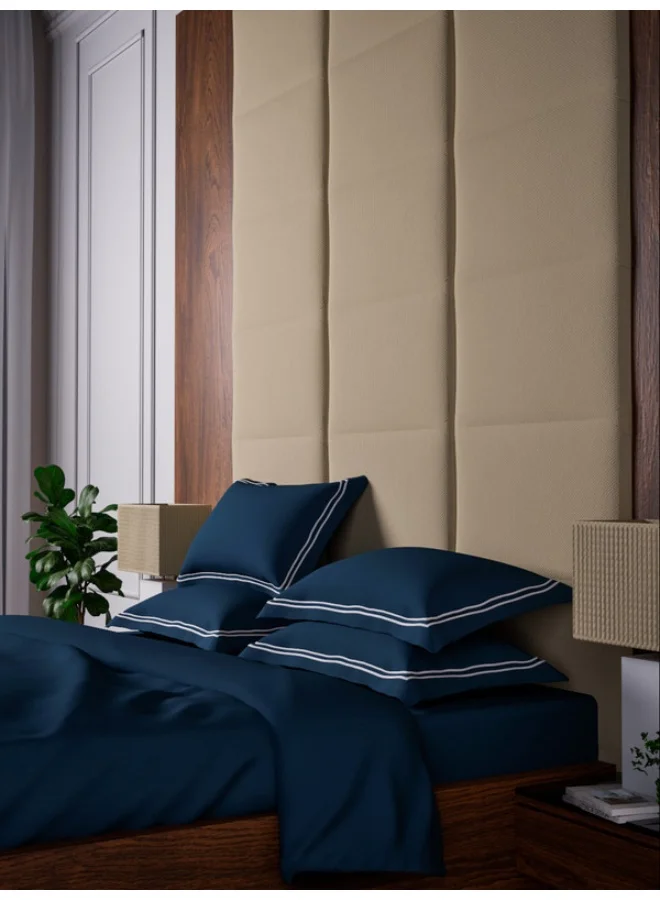 MULBERRY LIVING 100% Cotton - 500Tc Opulent Hue Queen Size (250X260 Cms) Flat Bedsheet With 2 Pillow Covers (50X75 Cm) - Mediterranean Blue