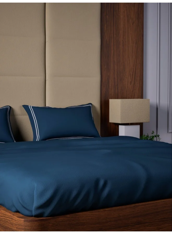 MULBERRY LIVING 100% Cotton - 500Tc Opulent Hue Queen Size (250X260 Cms) Flat Bedsheet With 2 Pillow Covers (50X75 Cm) - Mediterranean Blue