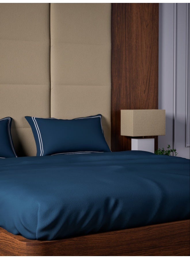 MULBERRY LIVING 100% Cotton - 500Tc Opulent Hue Queen Size (250X260 Cms) Flat Bedsheet With 2 Pillow Covers (50X75 Cm) - Mediterranean Blue  - Image 4