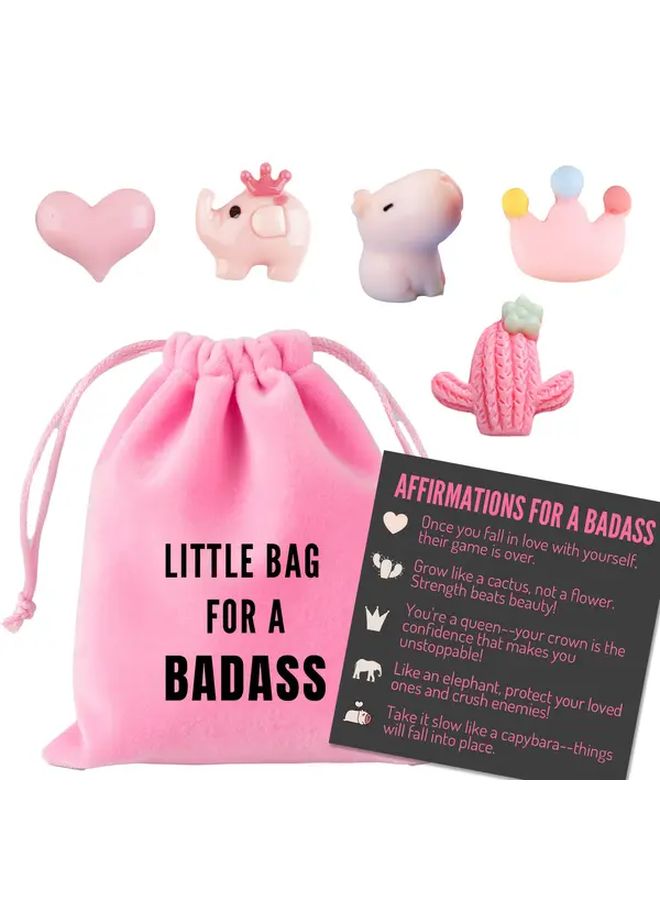 Badass Affirmations Pocket Cards Set with Resin Heart Capybara Elephant for Adults - Image 2