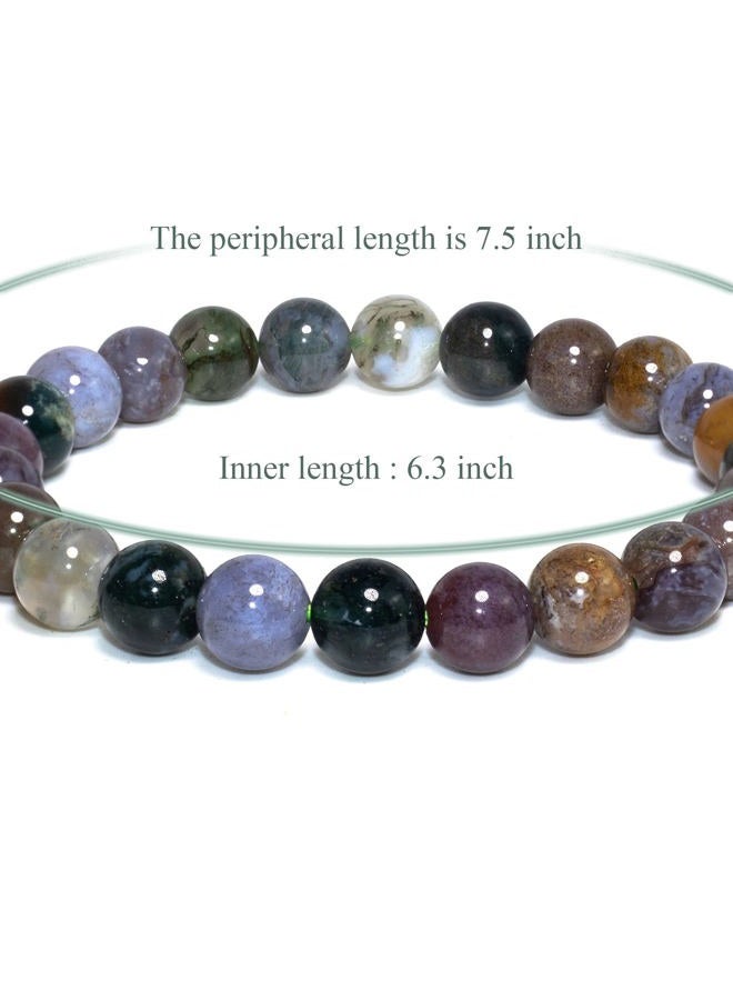 DAZCOLO 8mm Natural Gemstone Stretch Bracelet, Handmade Unisex Crystal Bracelets for Meditation, Yoga, Spiritual Healing & Positive Energy, 7.5 inch, Gemstone, Agate - Image 3