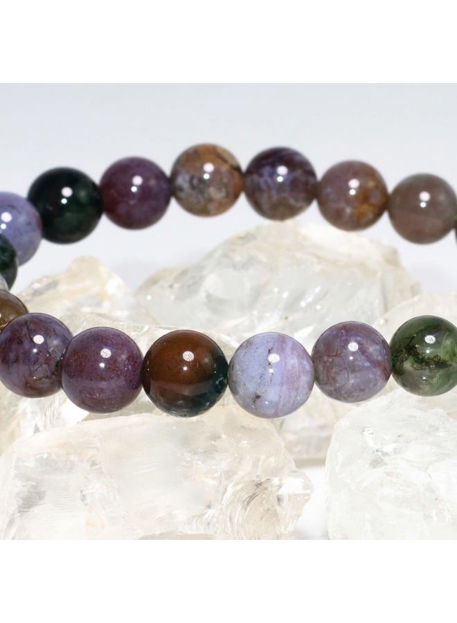 DAZCOLO 8mm Natural Gemstone Stretch Bracelet, Handmade Unisex Crystal Bracelets for Meditation, Yoga, Spiritual Healing & Positive Energy, 7.5 inch, Gemstone, Agate - Image 4