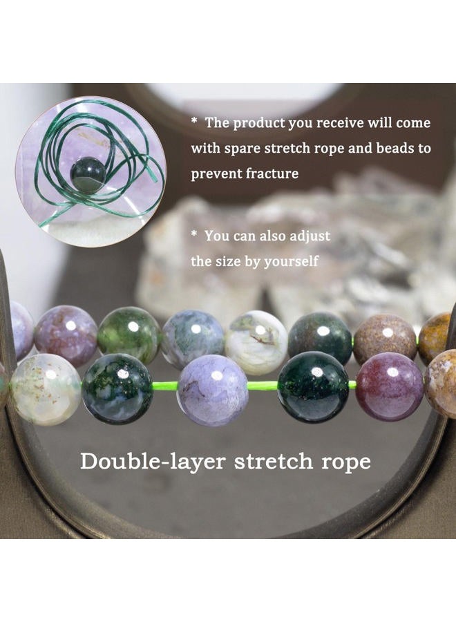 DAZCOLO 8mm Natural Gemstone Stretch Bracelet, Handmade Unisex Crystal Bracelets for Meditation, Yoga, Spiritual Healing & Positive Energy, 7.5 inch, Gemstone, Agate - Image 2