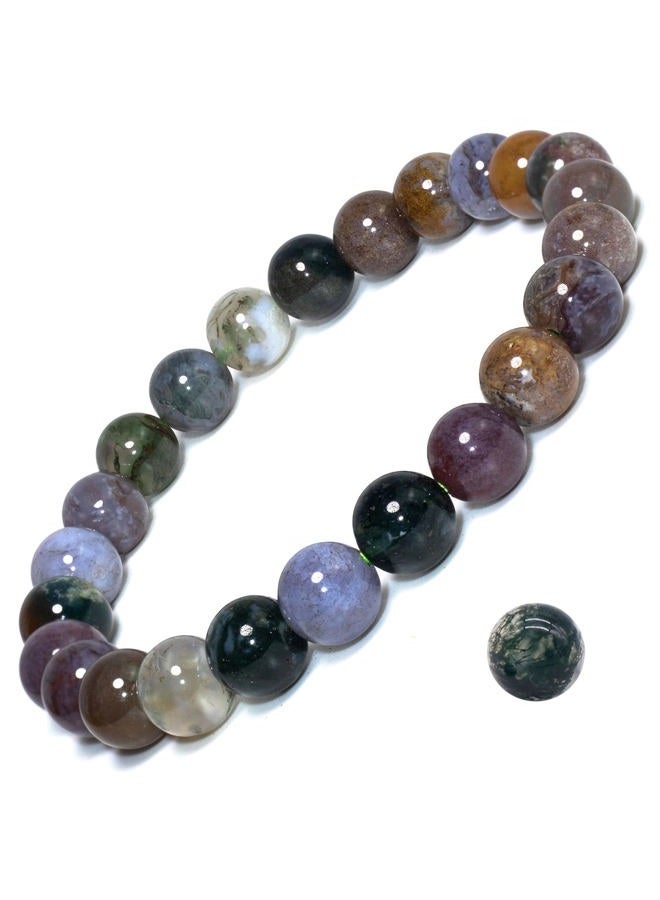 DAZCOLO 8mm Natural Gemstone Stretch Bracelet, Handmade Unisex Crystal Bracelets for Meditation, Yoga, Spiritual Healing & Positive Energy, 7.5 inch, Gemstone, Agate - Image 1