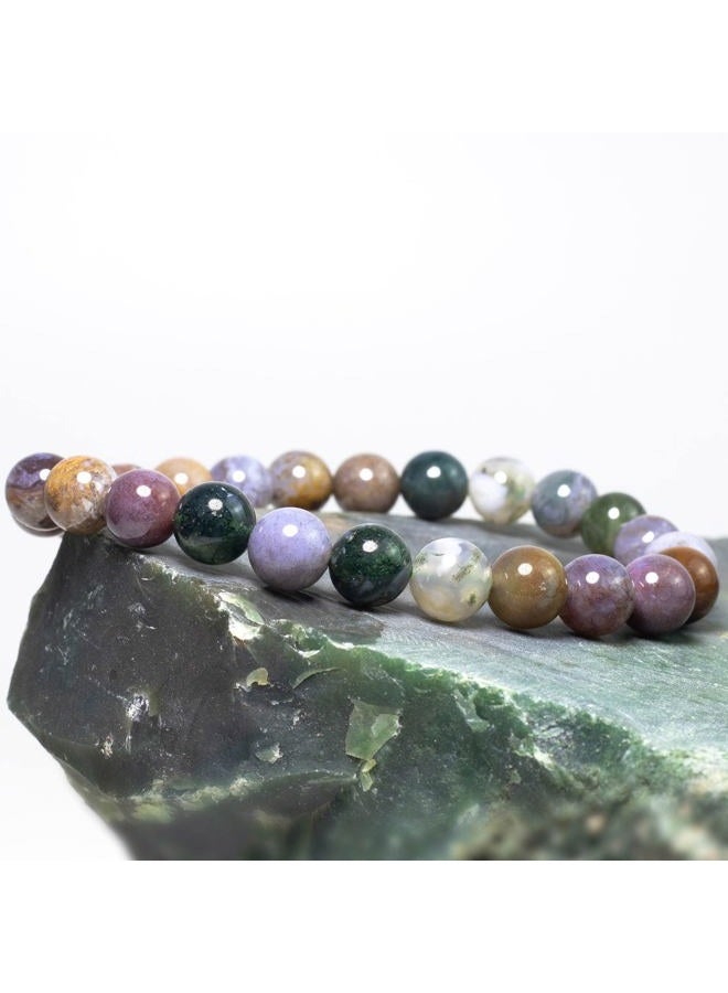 DAZCOLO 8mm Natural Gemstone Stretch Bracelet, Handmade Unisex Crystal Bracelets for Meditation, Yoga, Spiritual Healing & Positive Energy, 7.5 inch, Gemstone, Agate - Image 5