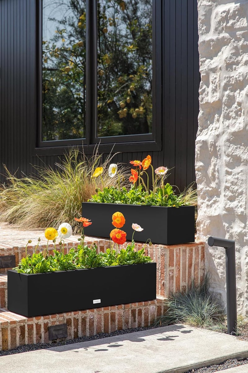 Veradek Block Series Window Box Planter - Rectangular Flower Pot for Indoor or Outdoor Window Sill/Balcony | All-Weather Use with Drainage Holes | Modern Décor for Succulents, Herbs, Small Plants - Image 4