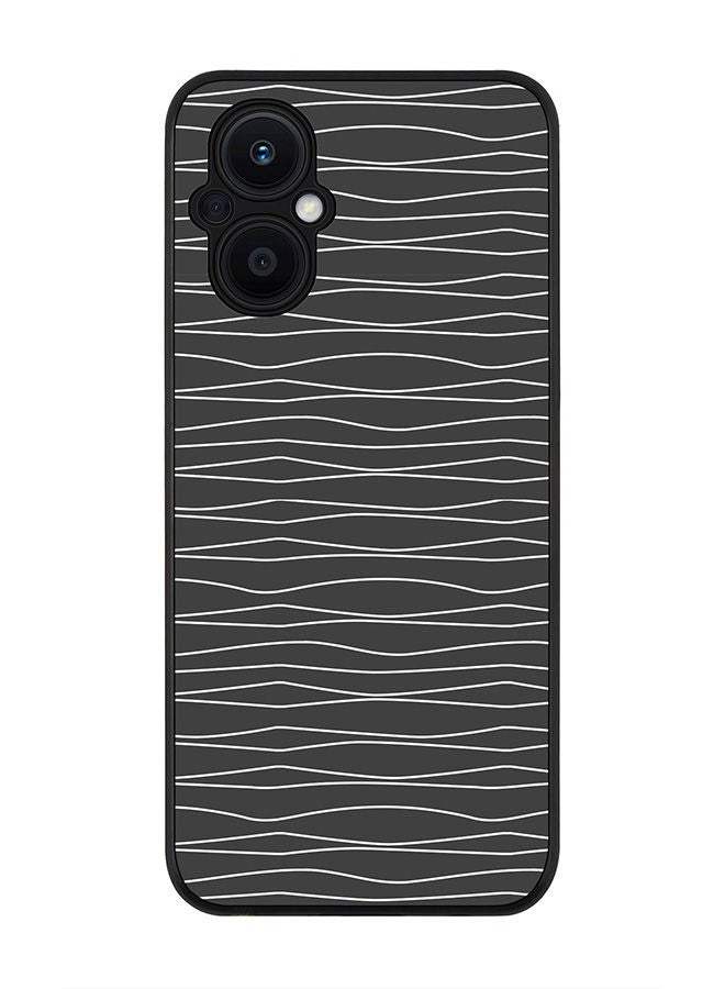 Stylizedd Rugged Black edge case for Oppo Reno7 Z  Slim fit Soft Case Flexible Rubber Edges Anti Drop TPU Gel Thin Cover - Squiggly Lines - Image 1
