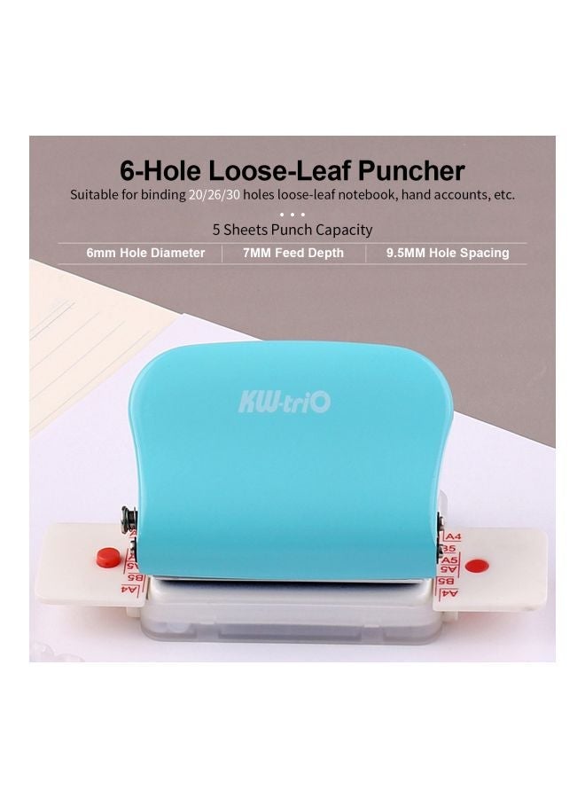 NIBEMINENT 6-Hole Metal Desktop Puncher Cyan - Image 4