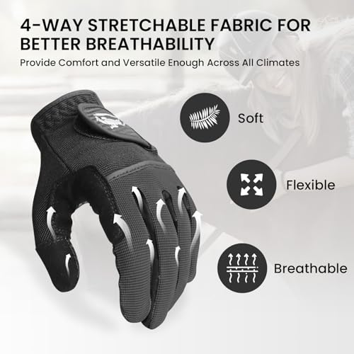 FINGER TEN Womens Horse Riding Gloves Premium Equestrian Horseback Gloves for Ladies, Mesh Breathable Lightweight Comfortable Grip Summer Color Pack (Black, Small) - Image 5