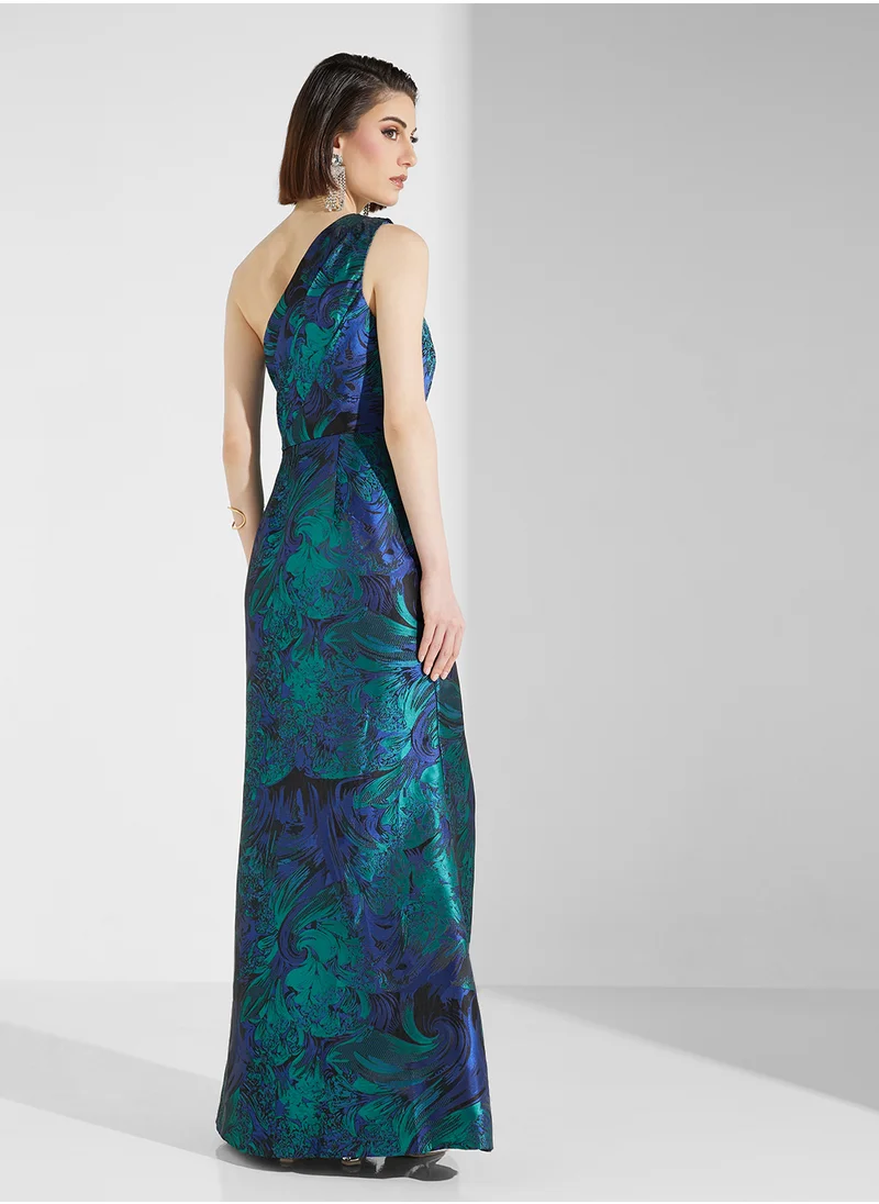 ادريانا بابيل One Shoulder Floral Printed Dress