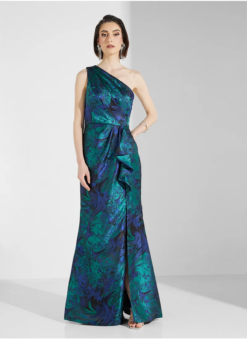 ادريانا بابيل One Shoulder Floral Printed Dress