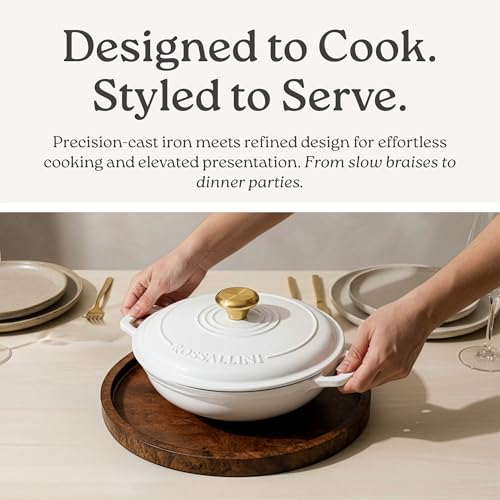 ROSSALLINI Signature Enameled Cast Iron Braiser, Non-Stick Serving Pot with Tight Fitting Lid for Perfect Roasting, Baking, Sauteing, Searing, and Pan Frying | 5Q (4.7L) - Red - Image 4