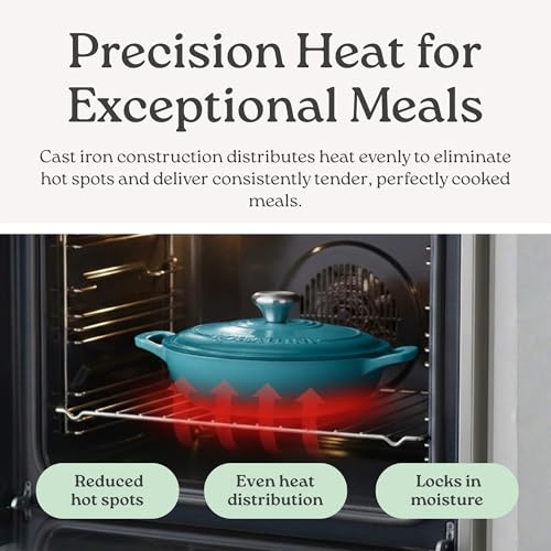 ROSSALLINI Signature Enameled Cast Iron Braiser, Non-Stick Serving Pot with Tight Fitting Lid for Perfect Roasting, Baking, Sauteing, Searing, and Pan Frying | 5Q (4.7L) - Red - Image 5