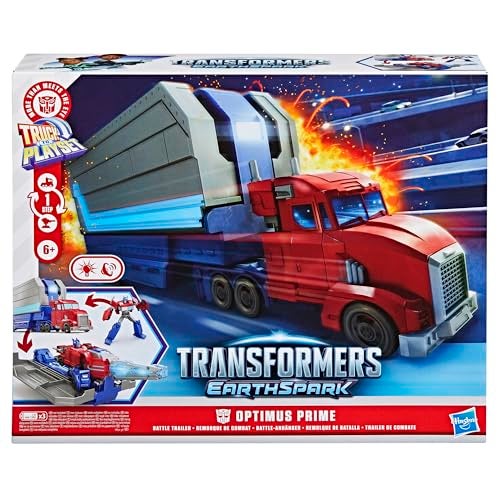 TRANSFORMERS مجموعة لعب مقطورة مع أوبتيموس برايم من ترانسفورمرز إيرث سبارك مع شخصية متحركة، أضواء وأصوات، ألعاب شاحنات إلكترونية للأطفال 6 سنوات وما فوق - Image 2