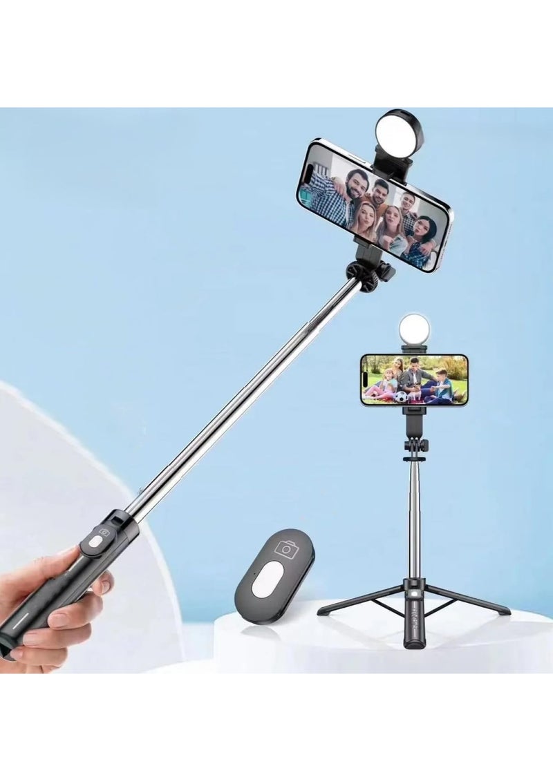PLOKAMA - Selfie Stick110cm,Lightweight Extendable Tripod Stand with Wireless Remote and LED Light Compatible with iPhone 15 14 13 12 Pro Xs Max - Image 1