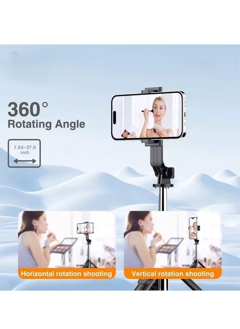 PLOKAMA - Selfie Stick110cm,Lightweight Extendable Tripod Stand with Wireless Remote and LED Light Compatible with iPhone 15 14 13 12 Pro Xs Max - Image 1