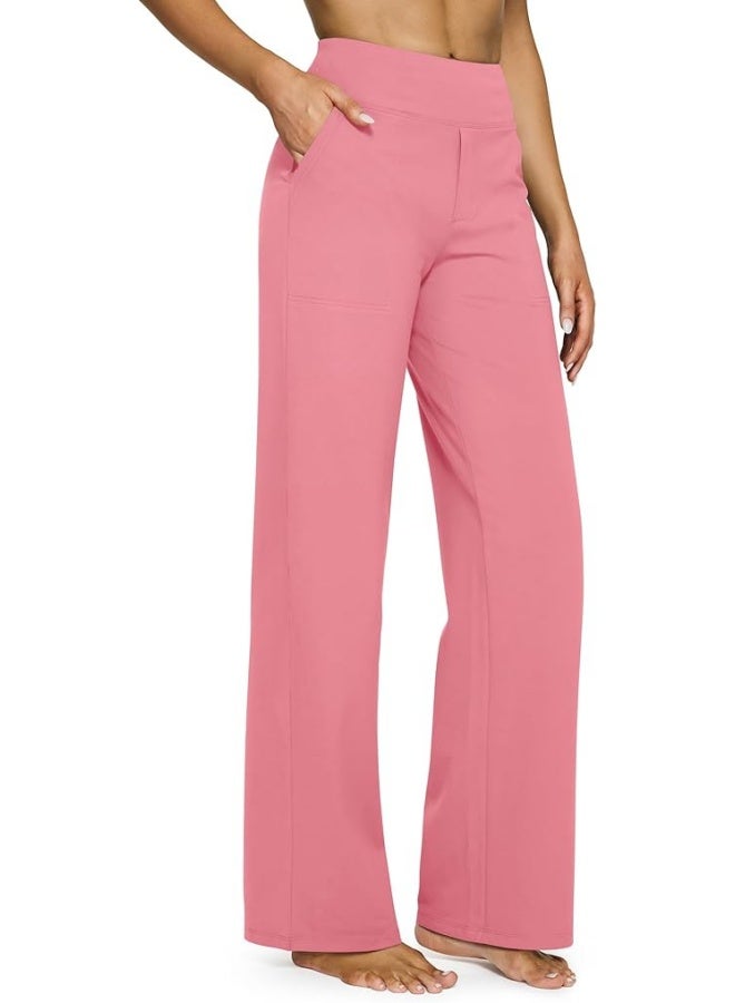 NIBEMINENT Yoga Pants Women Wide Leg Pants with Pockets High Waist Stretch Dress Casual Sweatpants Petite/Regular/Tall - Image 1