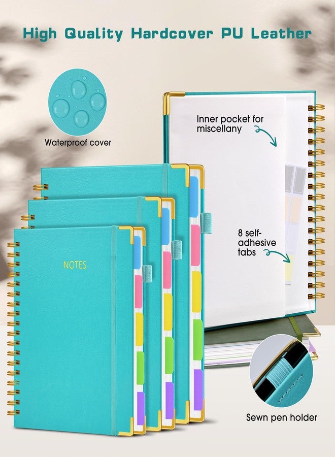 dilitego HHardcover Spiral Notebook 8.5"x11" Journal with Removable Dividers Tabs, 300 Pages Leather 5 Subject Notebook College Ruled, Large A4 Notebooks for Work School, Lined Journal for Women, A4 Blue - Image 2