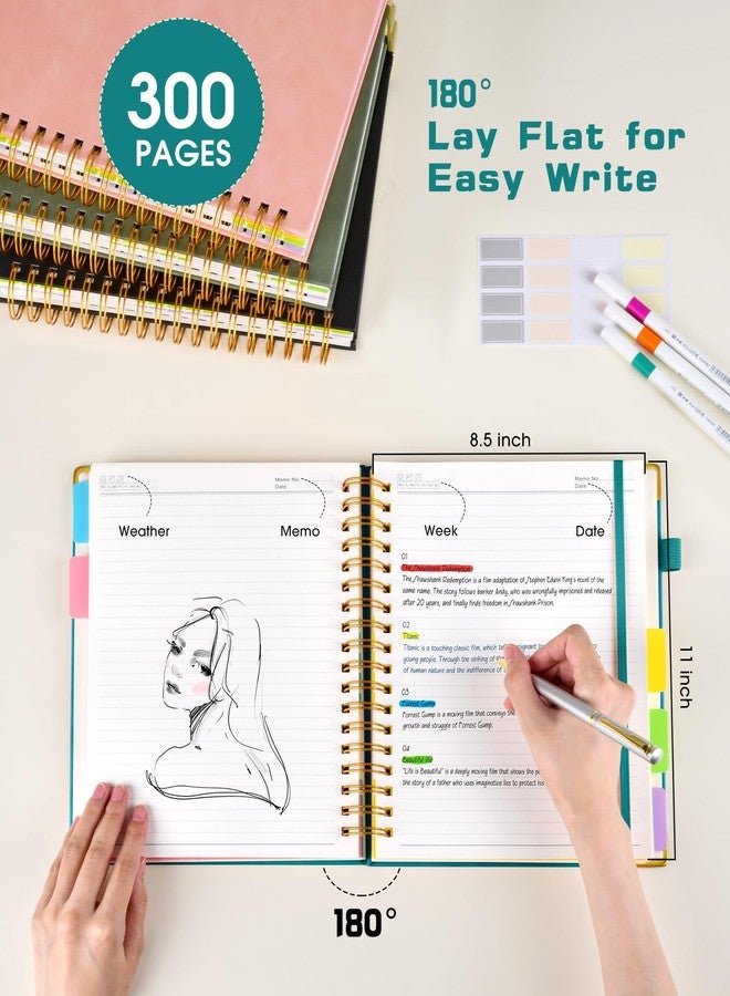 dilitego HHardcover Spiral Notebook 8.5"x11" Journal with Removable Dividers Tabs, 300 Pages Leather 5 Subject Notebook College Ruled, Large A4 Notebooks for Work School, Lined Journal for Women, A4 Blue - Image 5