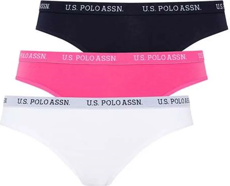 U.S. Polo Assn. 66119 Women's 3-Pack Slip-Fuchsia&Navy&White
