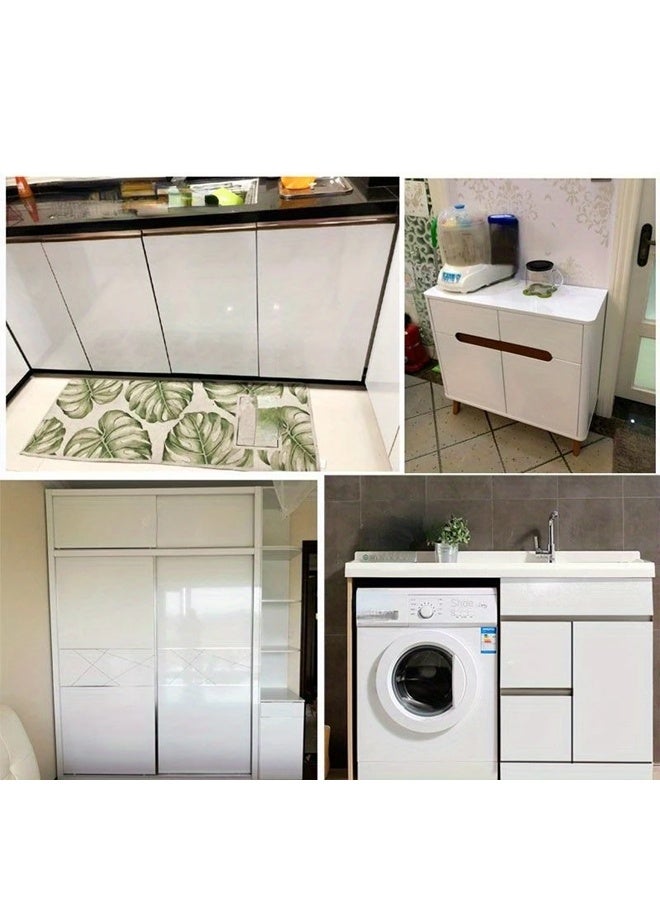 زيمي لفة واحدة من ورق الحائط اللامع الأبيض، ورق حائط ذاتي اللصق قابل للإزالة من مادة البولي فينيل كلوريد، قابل للتقشير واللصق، مناسب للمطبخ وغرفة النوم وغرفة المعيشة وأثاث سطح العمل، ورق حائط للديكور 39.98 × 500.0 سم - Image 2