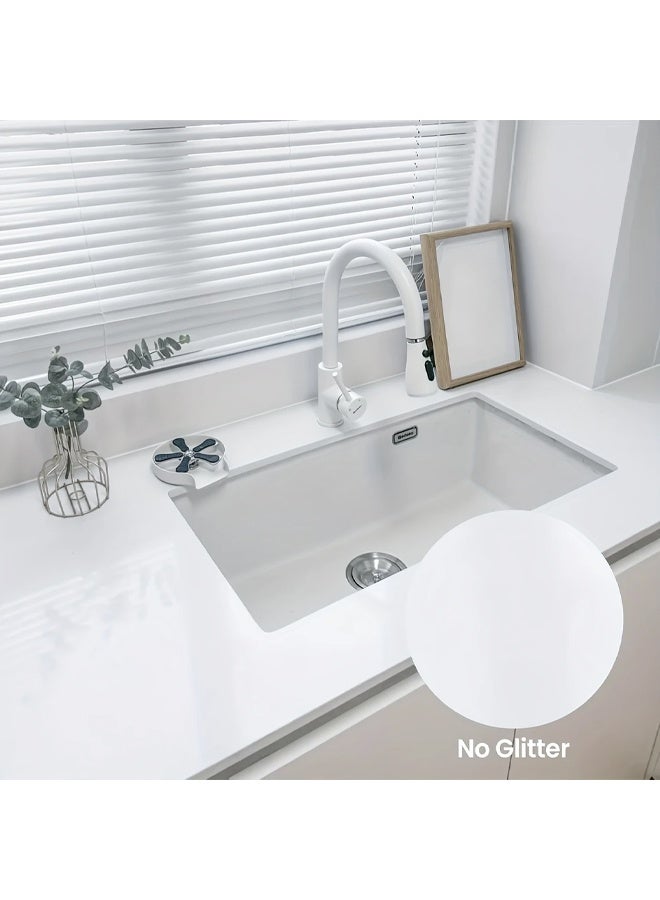 زيمي لفة واحدة من ورق الحائط اللامع الأبيض، ورق حائط ذاتي اللصق قابل للإزالة من مادة البولي فينيل كلوريد، قابل للتقشير واللصق، مناسب للمطبخ وغرفة النوم وغرفة المعيشة وأثاث سطح العمل، ورق حائط للديكور 39.98 × 500.0 سم - Image 5