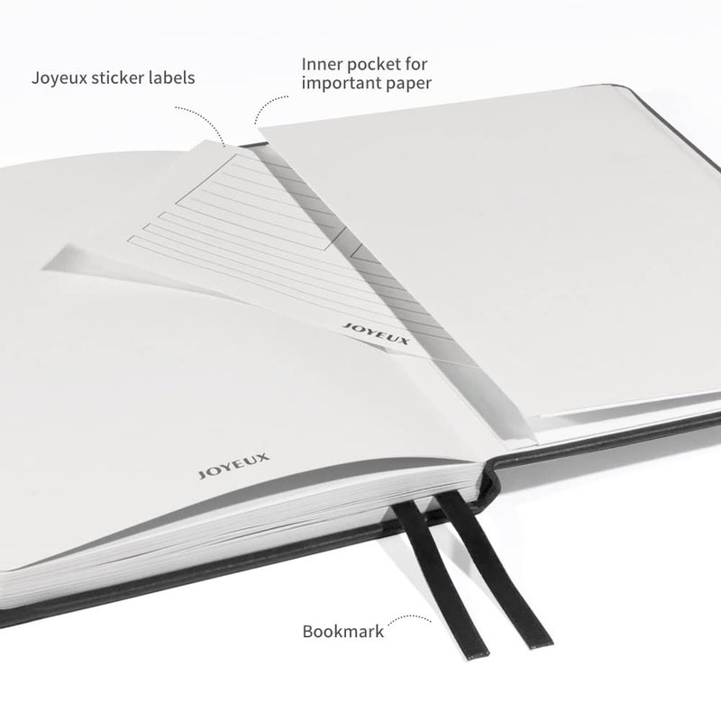 JOYEUX Blank Journal Notebook, A5, 160 Pages 100 Gsm Thick Sketch Books Hardcover Journal for Writing, 5.7 inches x 8 inches Notebooks for Work (Black) - Image 3