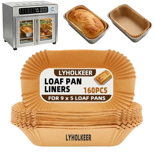 LYHOLKEER Loaf Pan Liners, 160Pcs Bread Pan Liners for Baking Bread 9x5, 9.5 x 5 Inch, Food Grade, Oil Proof, Heat Resistant, Non-Stick Disposable Parchment Paper for Oven, Air fryer, Pans, Baking - Image 1