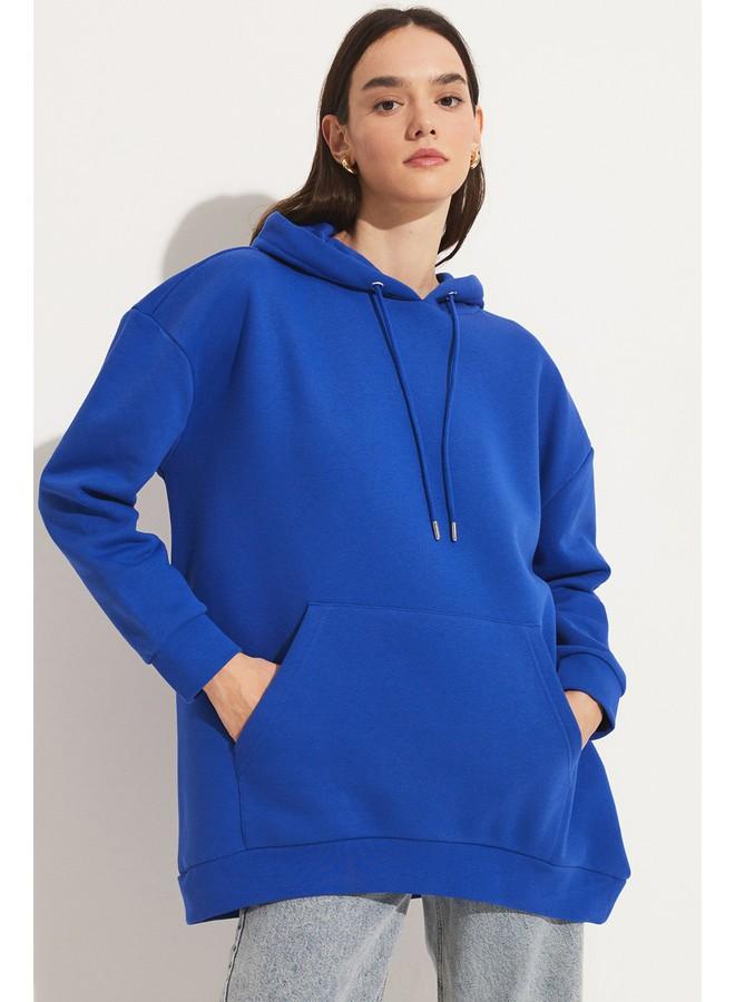 June Basic Thick Hooded Sweatshirt Saxe - Image 1