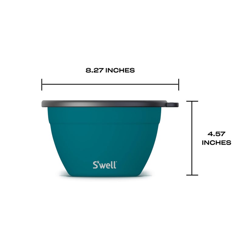 S'well Stainless Steel Salad Bowl Kit 64oz, Peacock Blue, Comes with 2oz Mini Canister and Removable Tray for Organization, Leakproof, Easy to Clean, Dishwasher Safe - Image 4