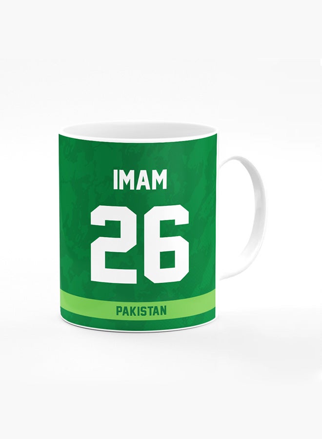 Stylizedd Designer Printed Coffee Mug with Heavy Duty Handle 11oz Ceramic Personalised Gift Mugs Cup [Microwave Safe & Dishwasher Proof ] - Cricket Player - Imam-ul-Haq, Jersey Number - 26 - Image 1