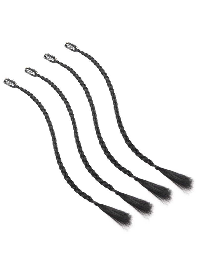 KALLORY - 4pcs Extensions Braids Curtain Front for in Braided Clip in Hair Extensions Long Braided Hair Piece Side Braid Long Clip Women Bang Hair Synthetic - Image 1