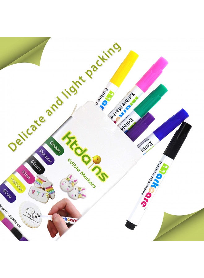 Ktdorns Edible Markers,Food Coloring Markers,Food coloring Pens,6 Colors Food Grade pen,Thick Tip and Fine Tip , Gourmet Writers for Decorating Fondant,Cakes, - Image 3