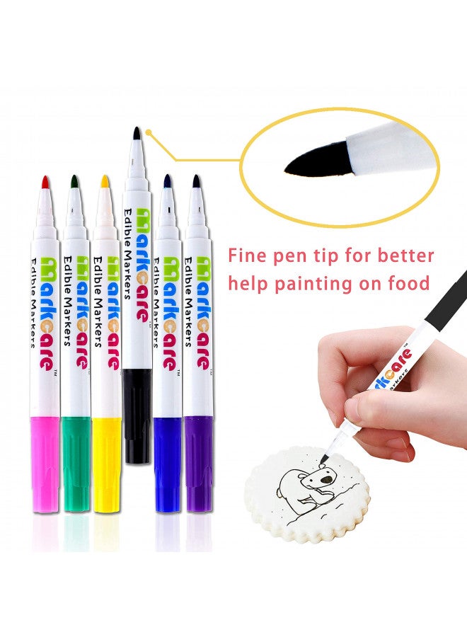 Ktdorns Edible Markers,Food Coloring Markers,Food coloring Pens,6 Colors Food Grade pen,Thick Tip and Fine Tip , Gourmet Writers for Decorating Fondant,Cakes, - Image 1