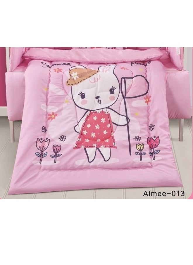 سمارت هوم طقم مفارش سرير أطفال ، مفرش حواجز طقم مكون من لحاف اطفال مقاس 90X145 سم شرشف مطاط 110X160 سم مخده مقاس 35X45 سم حواجز مقاس 33X130 سم حواجز مقاس 33X330 سم  - Image 3